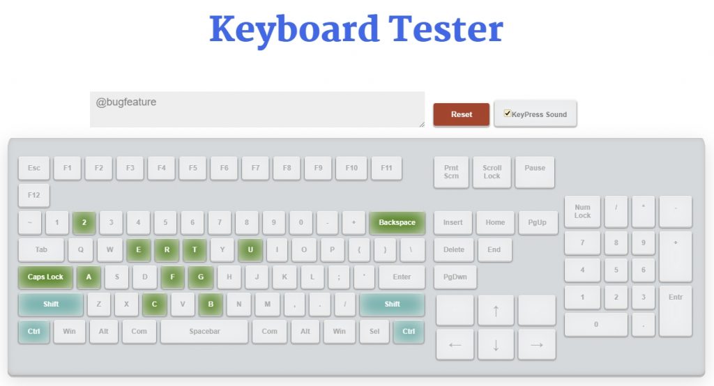 Online testing of the keyboard