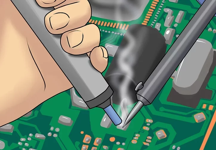 Step #6 - Warm up the old solder with your soldering iron