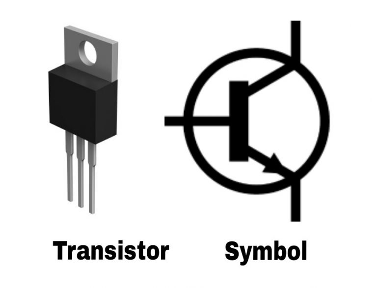 Real transistor with symbol