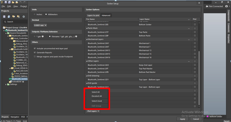Step 4 - select the layers that you want to export.
