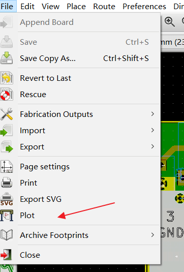 Step 1 - Click File then Plot from the drop-down menu