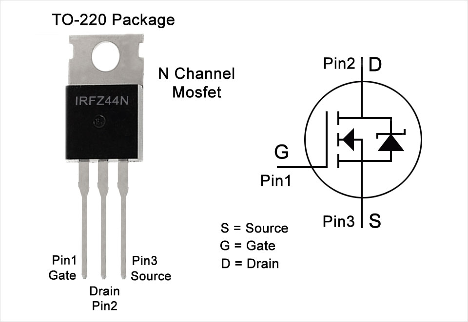 IRFZ44N pinout diagram