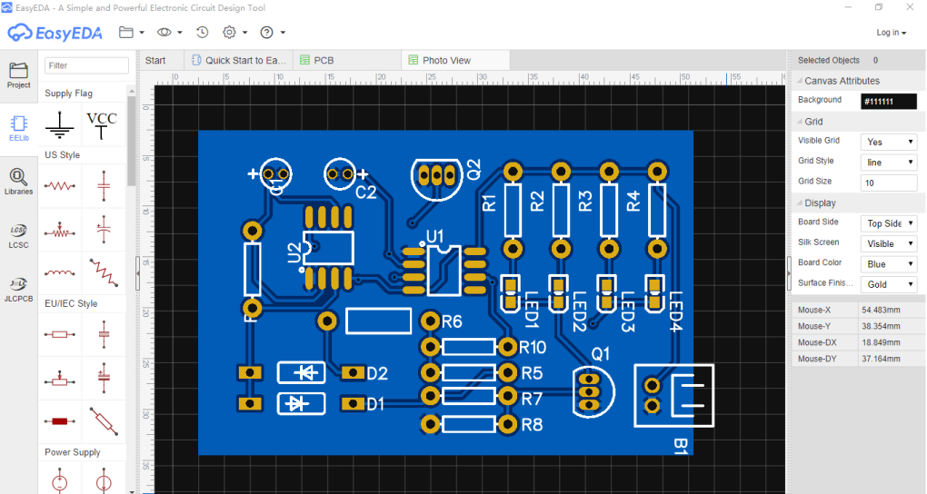 EasyEDA pcb design software