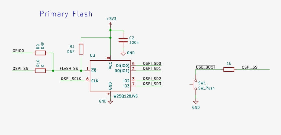 RP2350 Primary flash memory schematic design