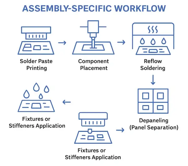 Assembly of rigid-flex PCBs follows standard SMT processes