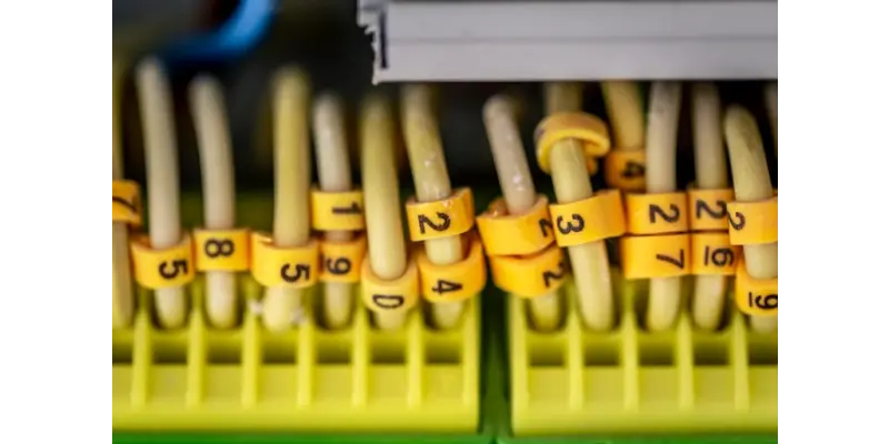 Numbered wiring harness used to interface a PCBA with an FCT fixture for reliable functional testing