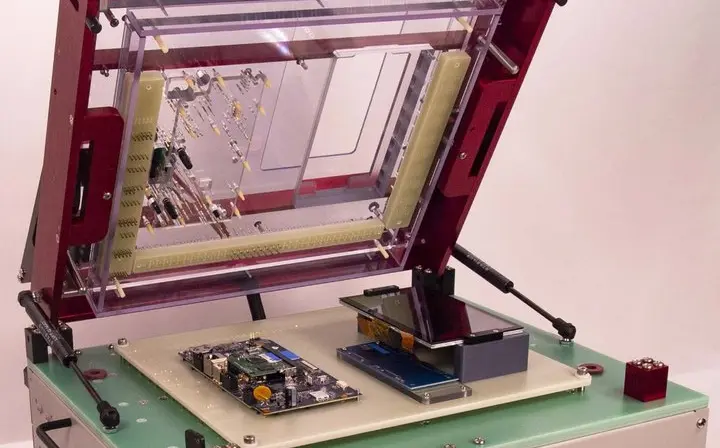 ICT vs FCT: functional test (FCT) fixture powering the DUT with loads and signals to validate system-level behavior.