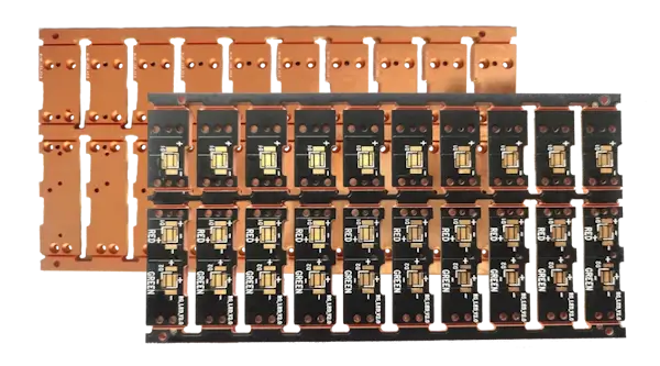 Single Layer Copper-Core PCB panel with black solder mask