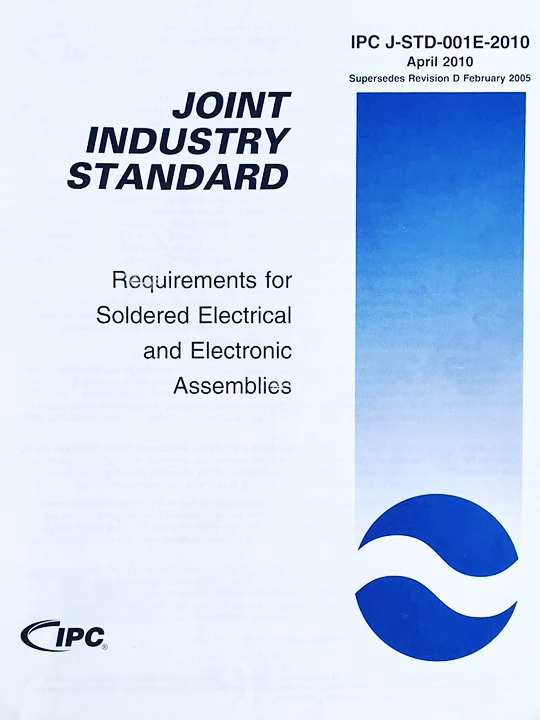 IPC-J-STD-001 cover—joint industry standard for soldered assemblies, foundational ipc standards for soldering.