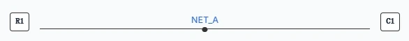 Schematic net label example connecting components by the same net name