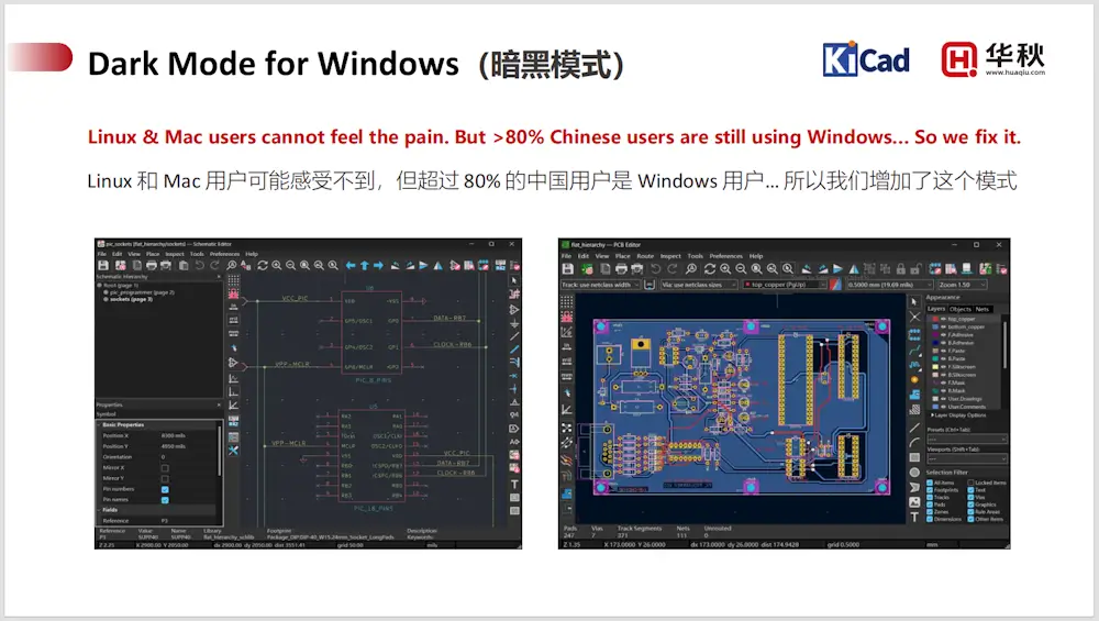 KiCon Asia 2025 - KiCad Dark Mode - Huaqiu Distribution Version - Hubert Hu