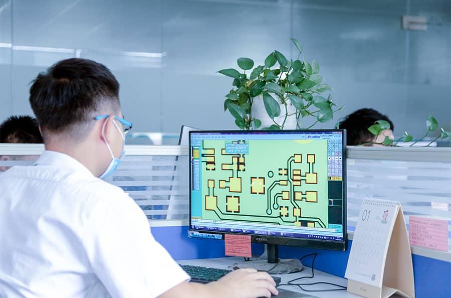 CAM engineer is reviewing gerber file