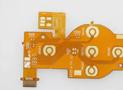 Close-up of a flexible PCB with a connector, demonstrating precision engineering for use in compact consumer electronics and wearables.