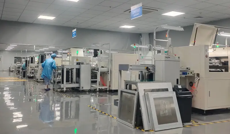 Professional SMT production line and cleanroom workshop at NextPCB factory.  