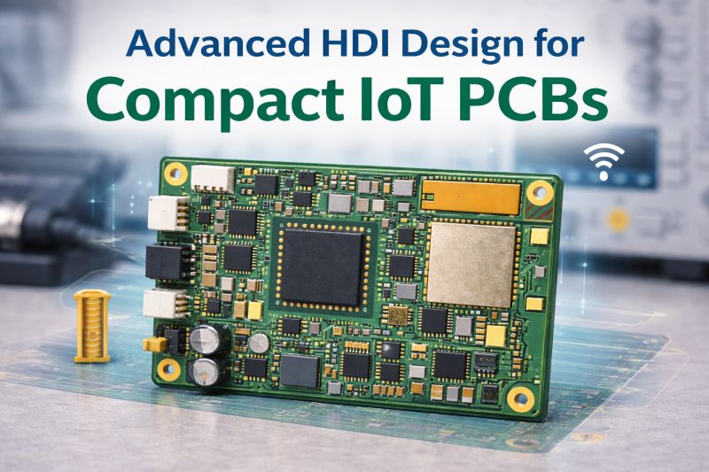  Compact IoT controller PCB using HDI technology with BGA MCU, wireless module and dense routing