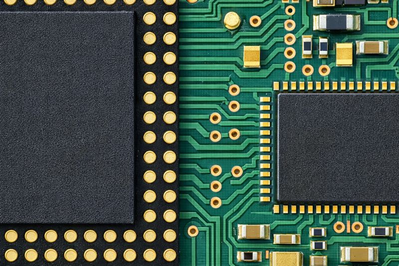 Close-up of fine-pitch BGA routing with microvia escape in HDI PCB design
