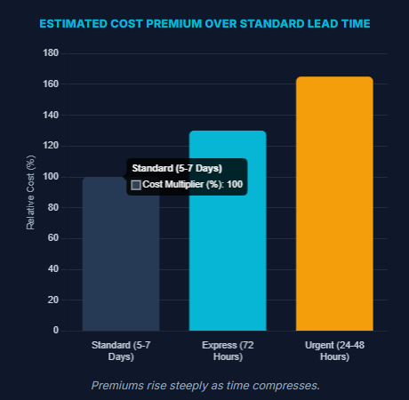 Estimated Cost Premium Over Standard Lead Time