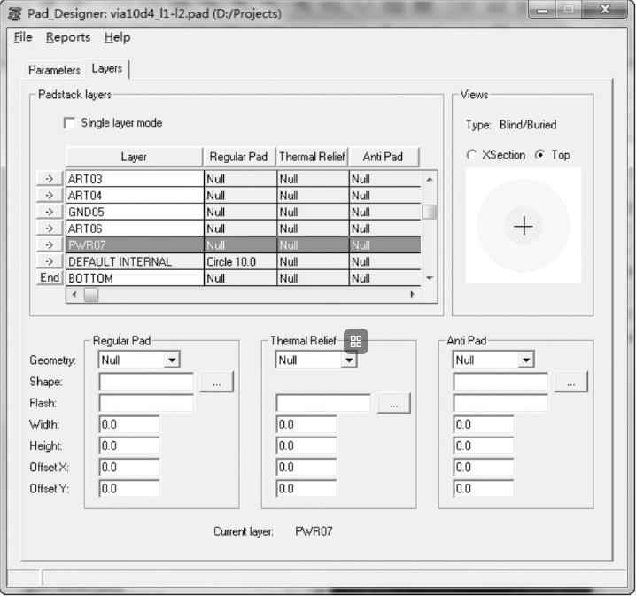 Pad Designer Layers Settings Part 2