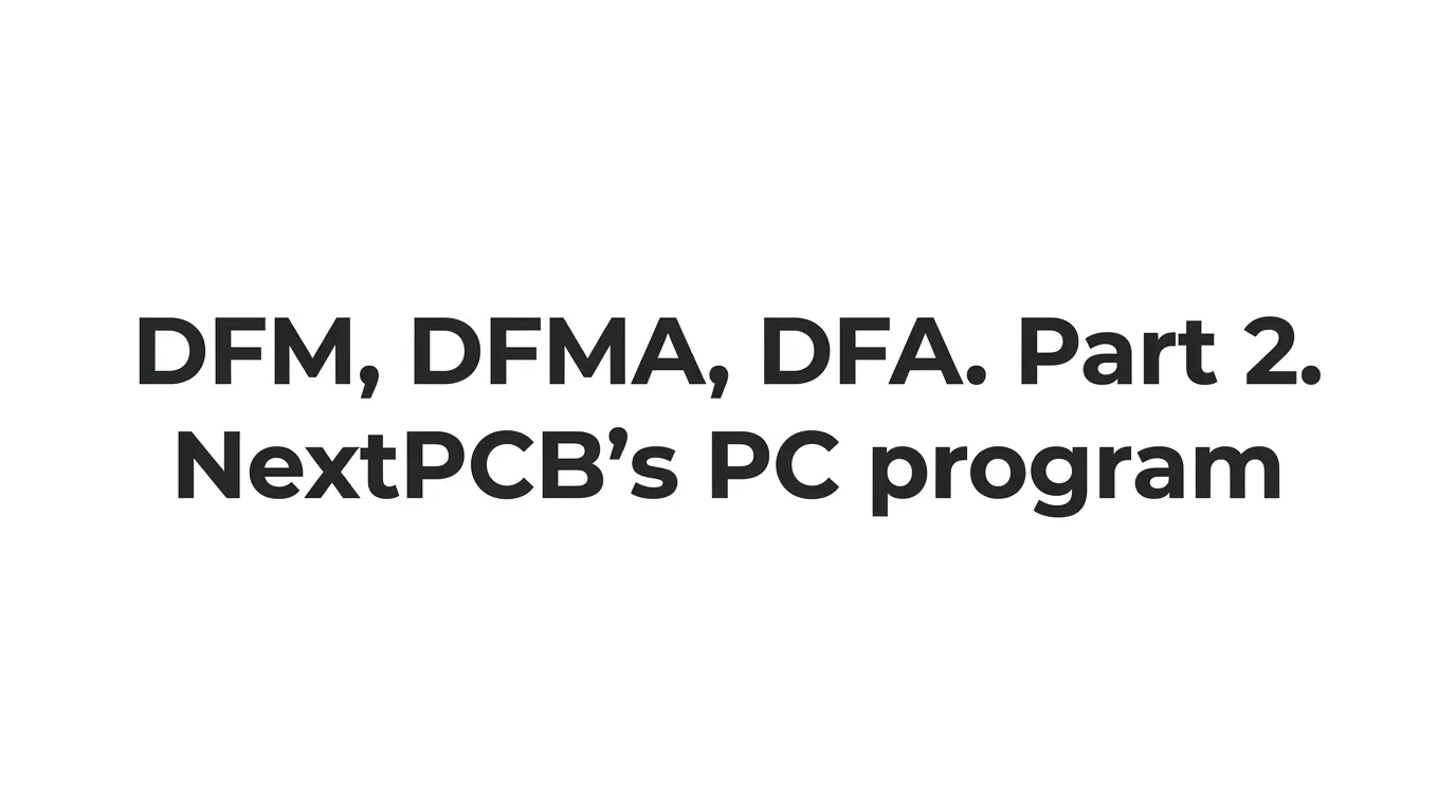 DFM, DFMA, DFA. Part 2. NextPCB's PC program 