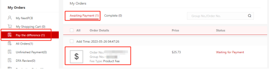  find the price difference in your account