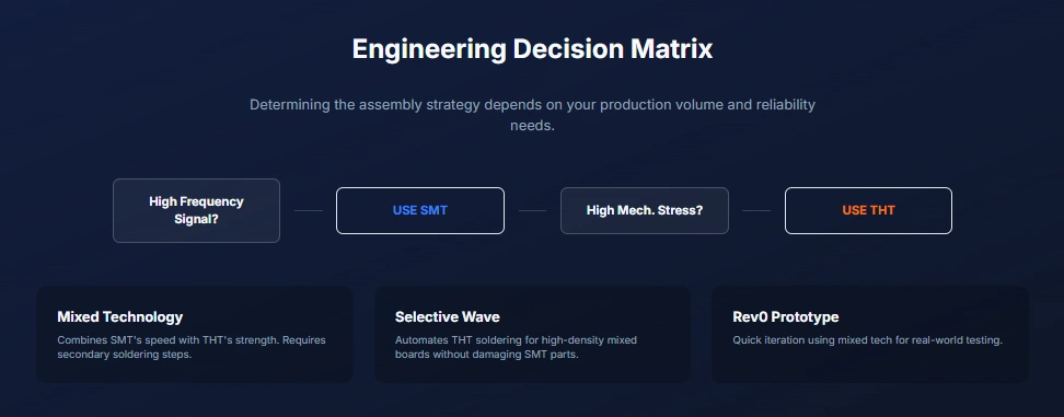 Engineering Decision Matrix: Determining the assembly strategy depends on your production volume and reliability needs.