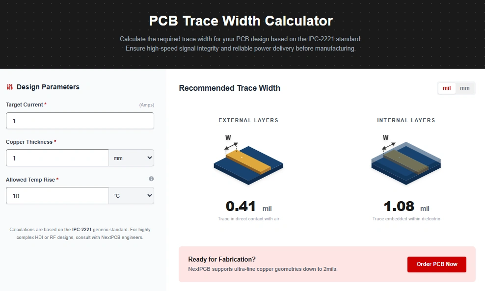 PCB Trace Width Calculator: Free IPC-2221 Tool to Size Your Copper Traces Correctly